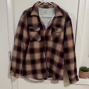 Matix Men's Plaid Shirt Jacket - Black and Tan